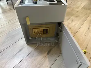 High-End Leather Nightstand With Night Light and Built-in Safe