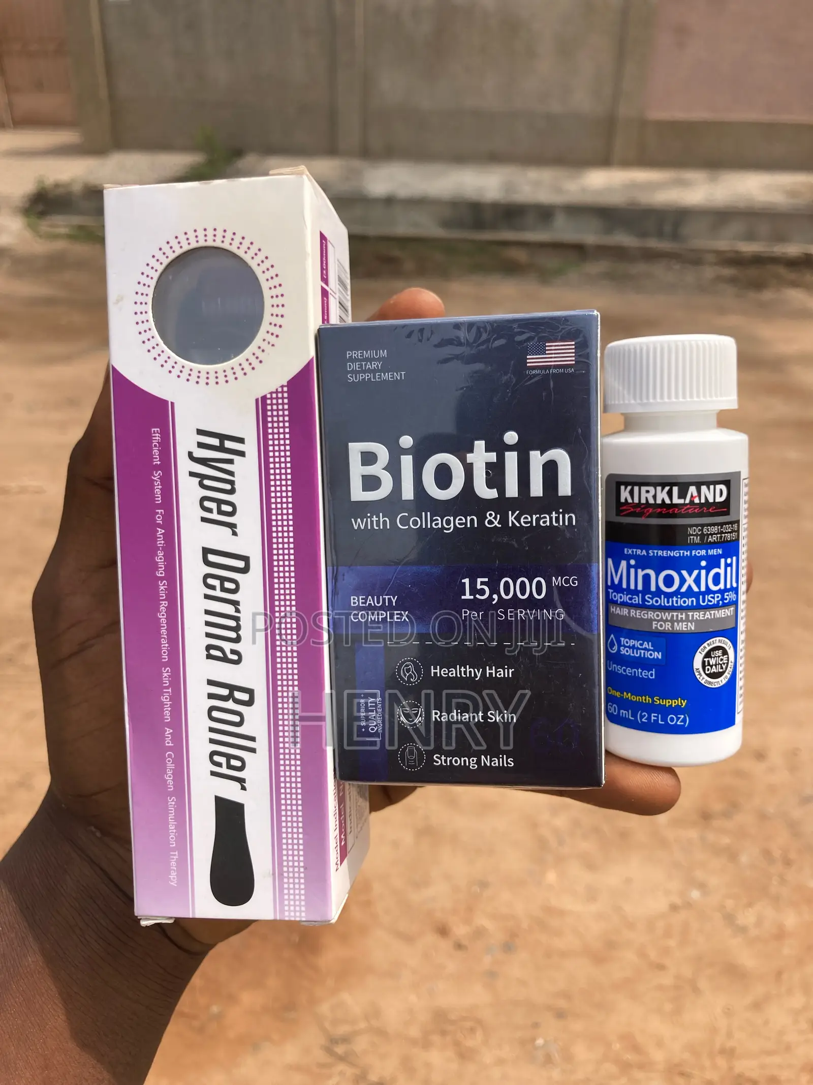Hair Growth Strength Kit – Topical + Biotin Collagen + Derma Roller