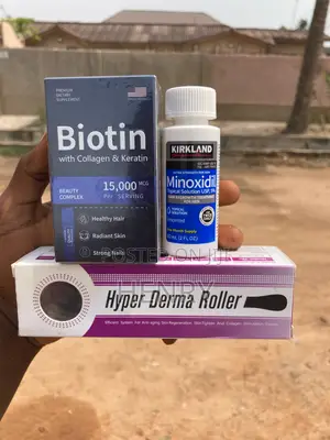 Hair Growth Strength Kit – Topical + Biotin Collagen + Derma Roller