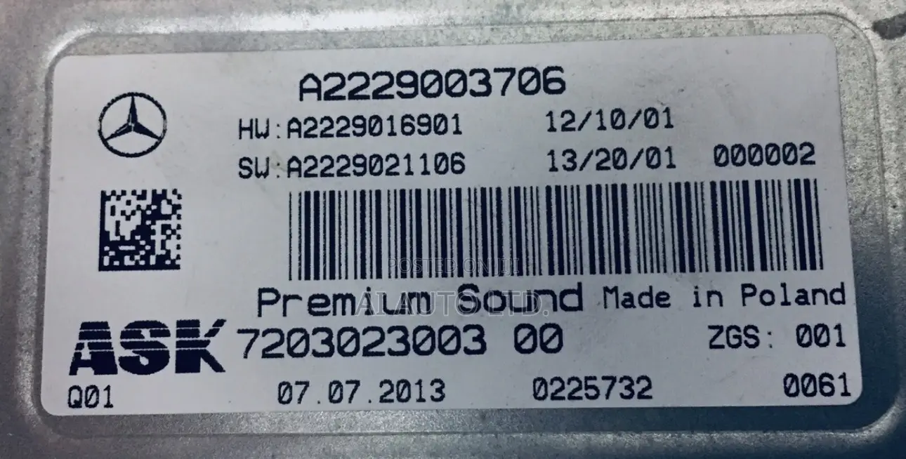 Mercedes W222 C300 Burmester Ask Premium Sound Amplifier A