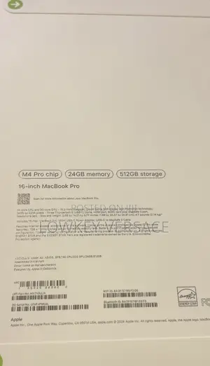 New Apple MacBook Pro 2024 M4 Pro 16-Inch 24GB Apple M4 Pro SSD 512GB