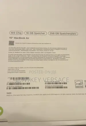New Laptop Apple MacBook Air 2025 M4 15-Inch 16GB Apple M4 SSD 256GB