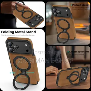 360° Rotating Stand iPhone 17 Pro Case - Magnetic Wireless Charging Pu