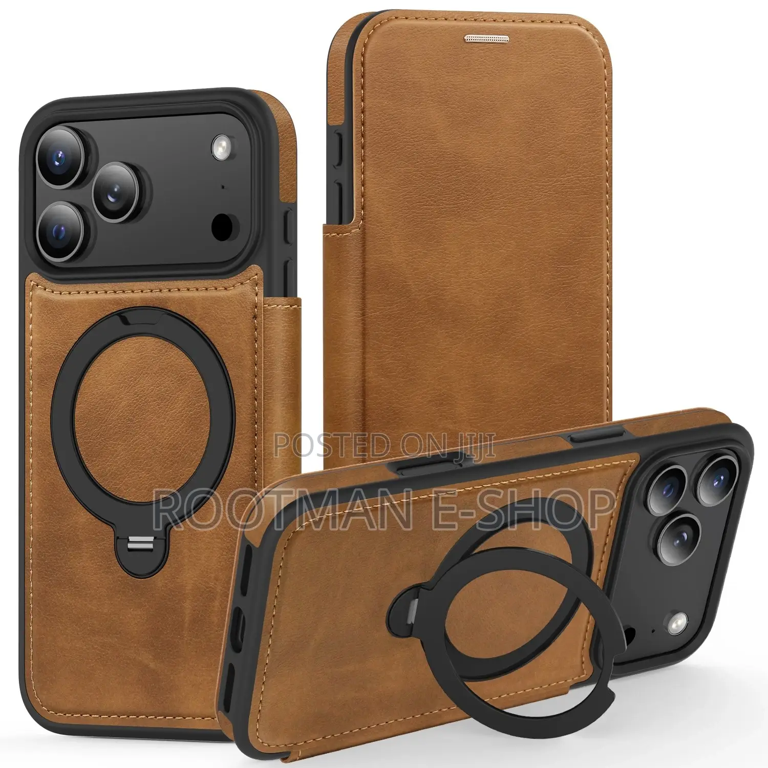 360° Rotating Stand iPhone 17 Pro Case - Magnetic Wireless Charging Pu
