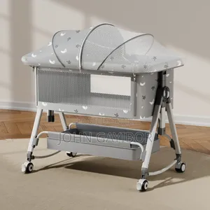 Modern Baby Bedside Crib /Bed With Mosquito Net And Changing Table