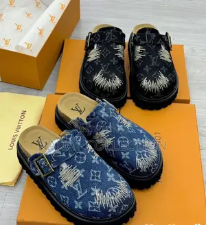 Men’S Louis Vuitton Half Shoes “Black Blue”