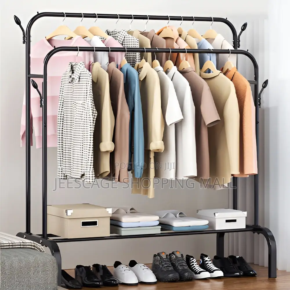 Double-rail Clothes Rack, Multifunctional Heavy-duty Garment Rack
