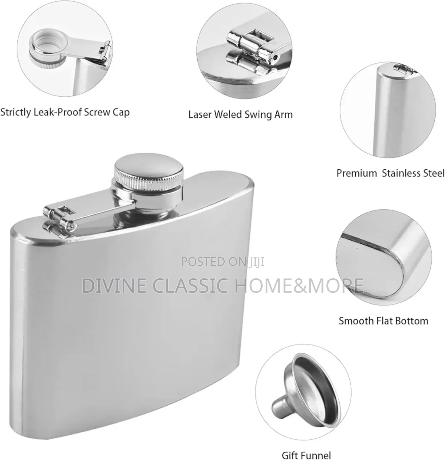 Cilio Stainless Steel Hip Flask (4 Oz)