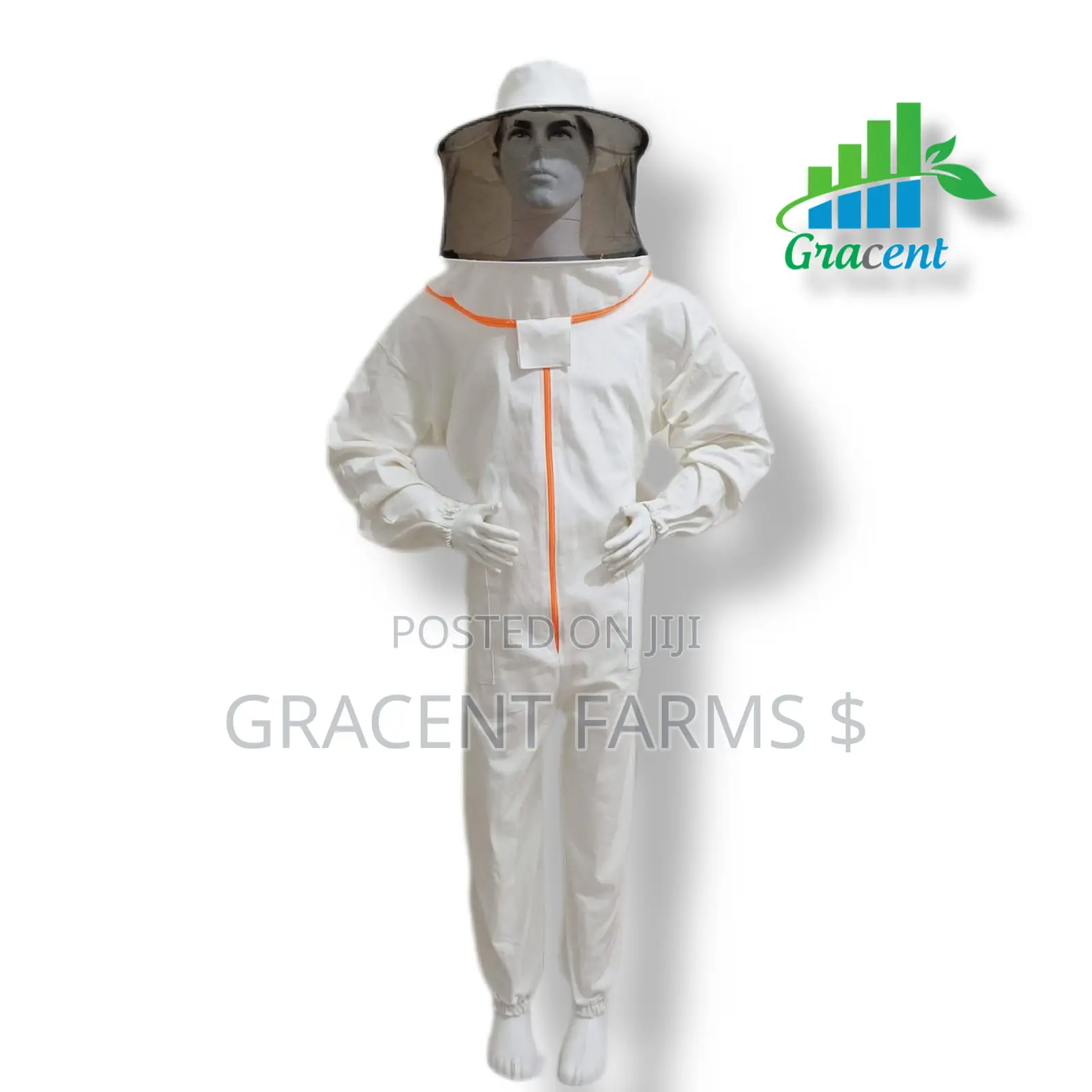 2-Zipper Off-White Cowboy Style Beekeepers' Jumpsuit