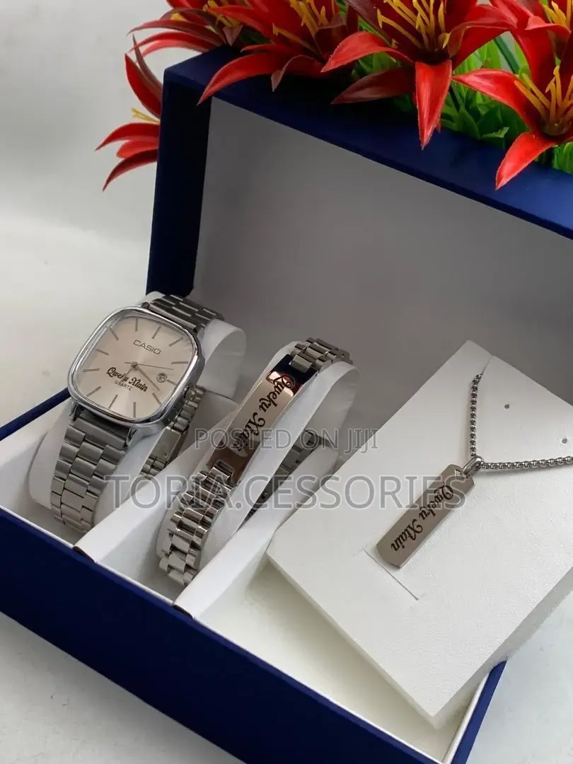 Customized Men Set With Bracelet, Watch and Necklace ( All Customized)