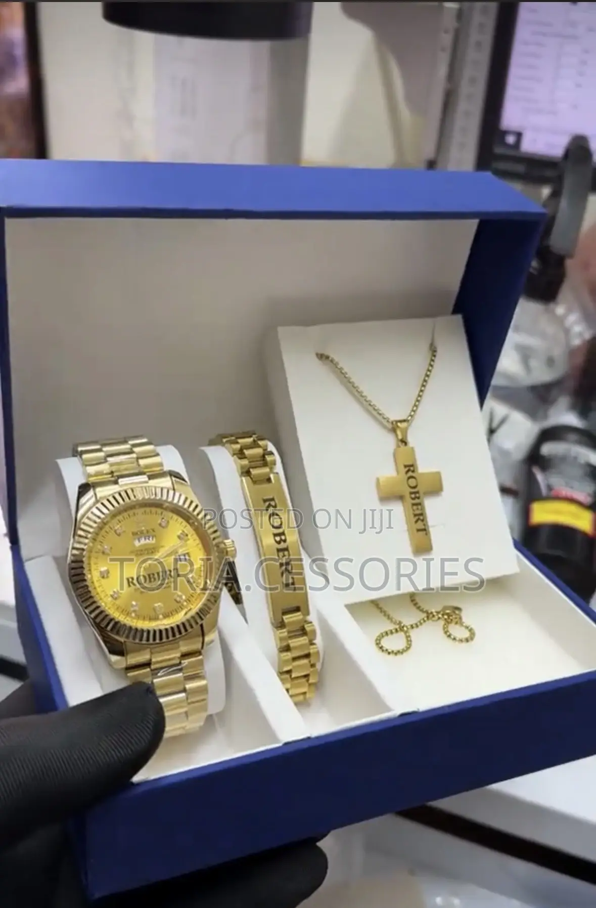 Customized Men Set With Bracelet, Watch and Necklace ( All Customized)
