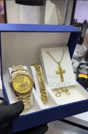 Customized Men Set With Bracelet, Watch and Necklace ( All Customized)