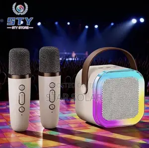 Portable Bluetooth Speaker+ 2 Microphone Colorful Light