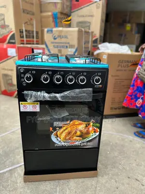 Auto Ignition German Quality Black 4 Burner Gas Stove Oven Grill