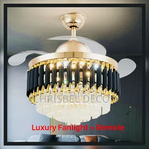 Luxury Crystal Ceiling Fanlight With Bluetooth + Remote
