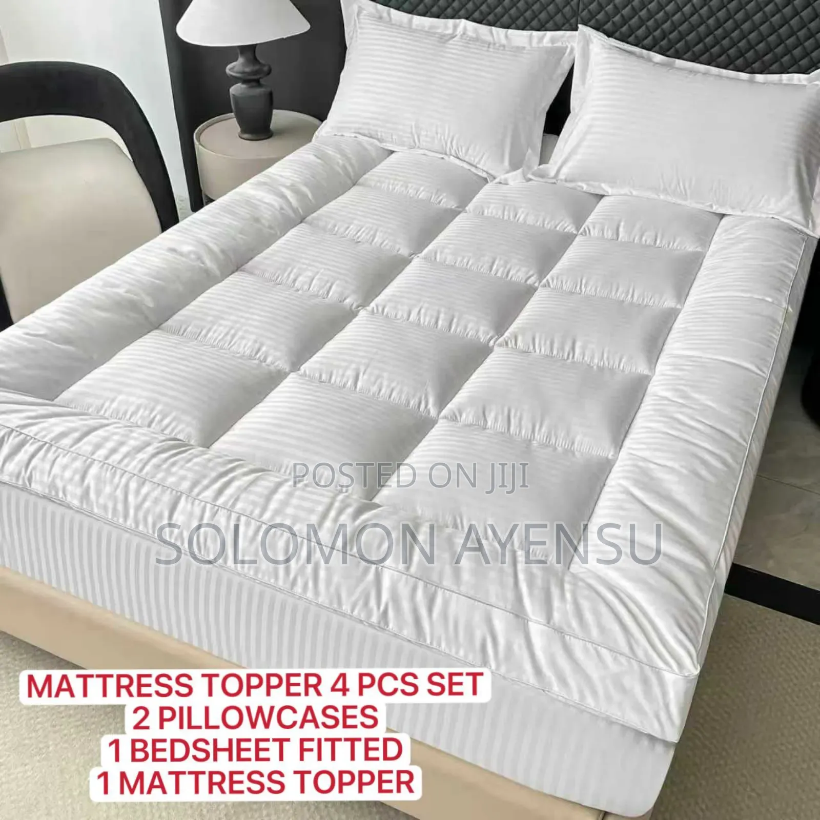 Quality White,Thick Mattress Topper Set , It Is a 4-Piece Set