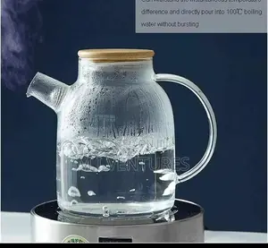 1.5l Durable Glass Kettle Teapot With Bamboo Lid
