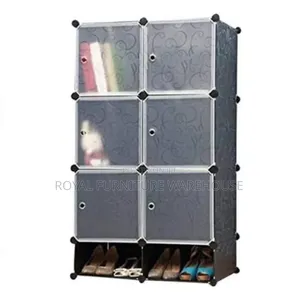 6 Cubes Plastic Wardrobe With Shoe Storage