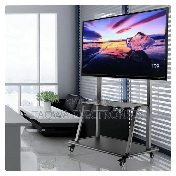Smooth and Adjustable 32 to 75 Inch Mobile Tv Trolley