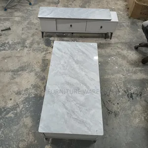 Gray Marble Top Tv Stand and Center Table Set