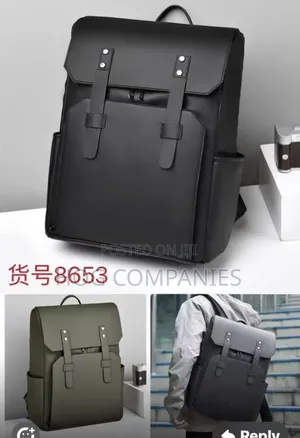 Quality Premium Black Waterproof Pu Leather Laptop Backpack