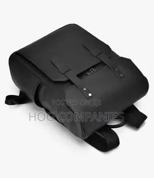 Quality Premium Black Waterproof Pu Leather Laptop Backpack