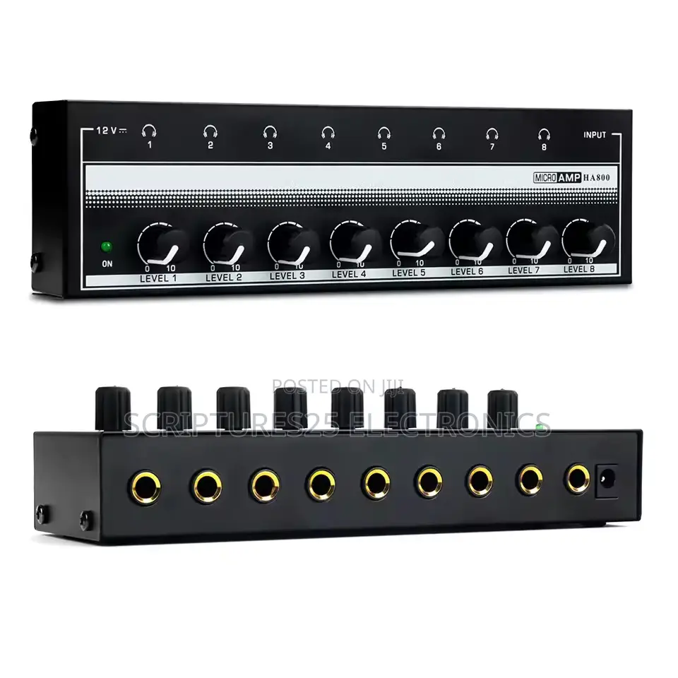 8 Channels Headphone Amplifier (Ha800) With Power Adapter