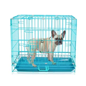 Strong Blue Foldable Metallic Dog Cage