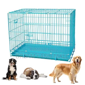 Foldable Blue Metallic Dog Cage
