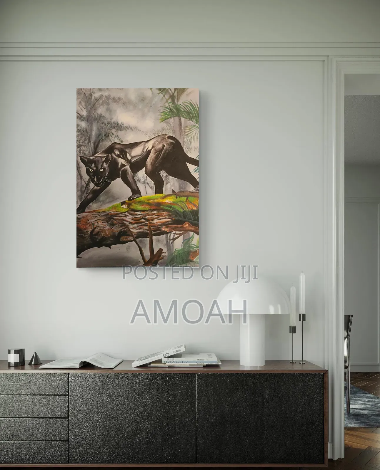 Jaguar Portrait Luminous Painting Art 63 X 92cm