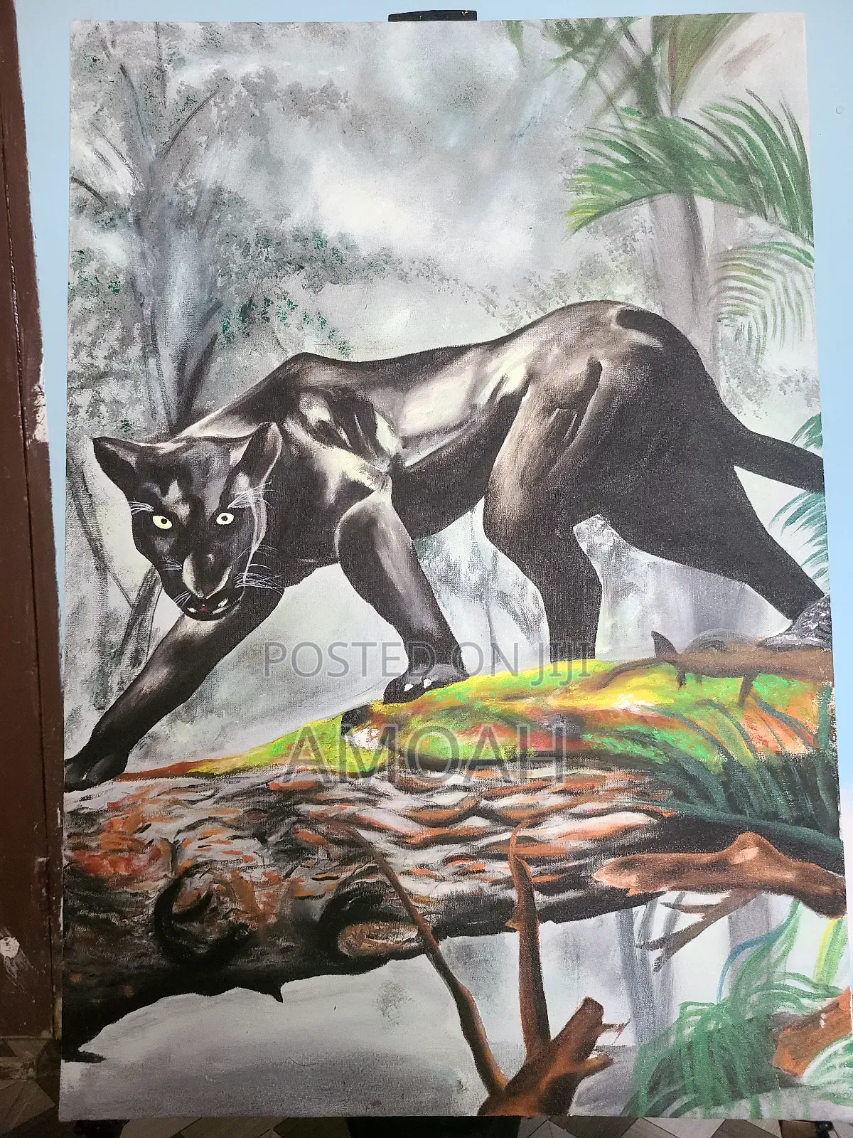 Jaguar Portrait Luminous Painting Art 63 X 92cm