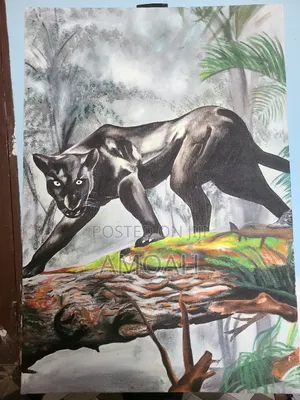 Jaguar Portrait Luminous Painting Art 63 X 92cm
