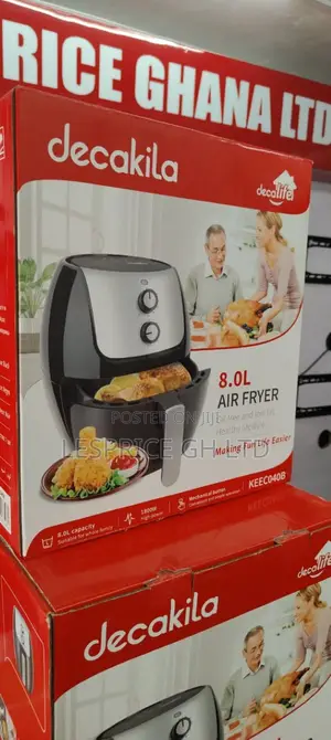 Decakila Black and Silver 8.0l Air Fryer