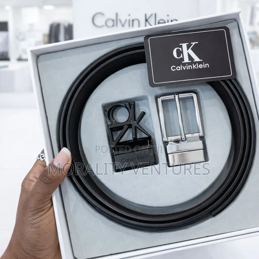 Calvin Klein Leather Belt With Multiple Buckles