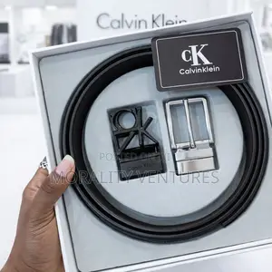 Calvin Klein Leather Belt With Multiple Buckles