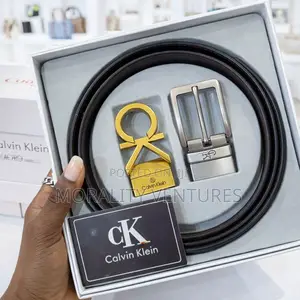 Calvin Klein Leather Belt With Multiple Buckles