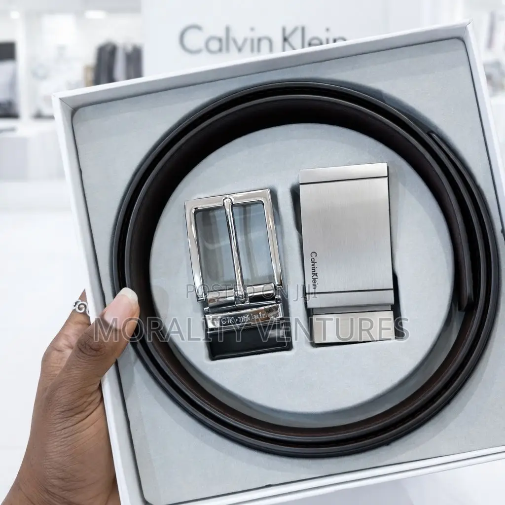Calvin Klein Leather Belt With Multiple Buckles