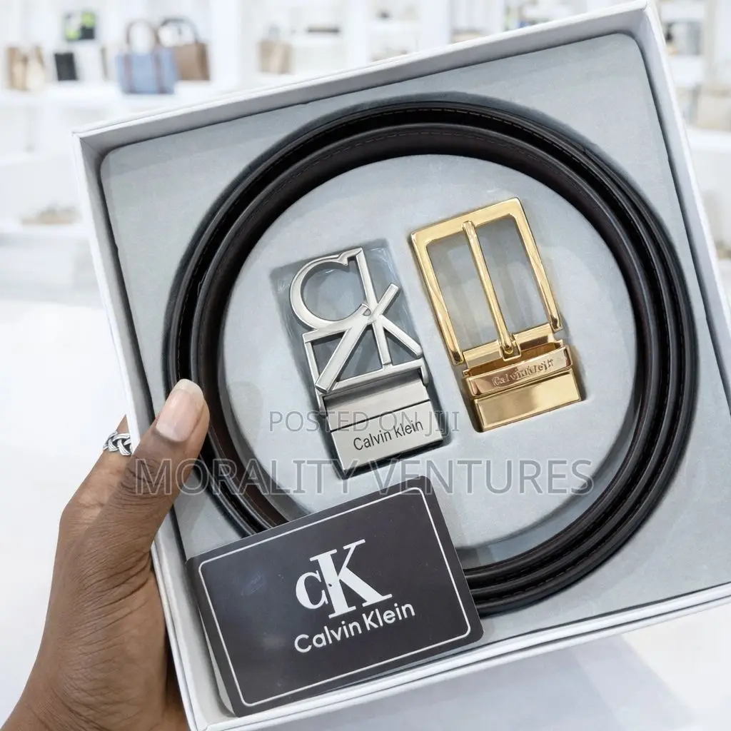 Calvin Klein Leather Belt With Multiple Buckles