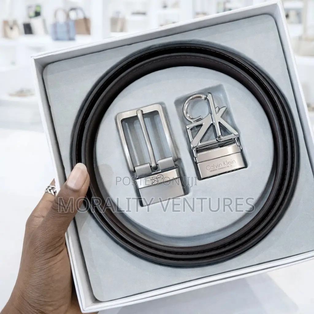 Calvin Klein Leather Belt With Multiple Buckles