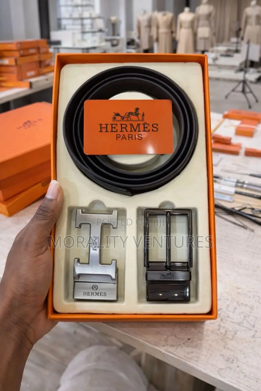 Hermes Leather Belt With Multiple Buckles