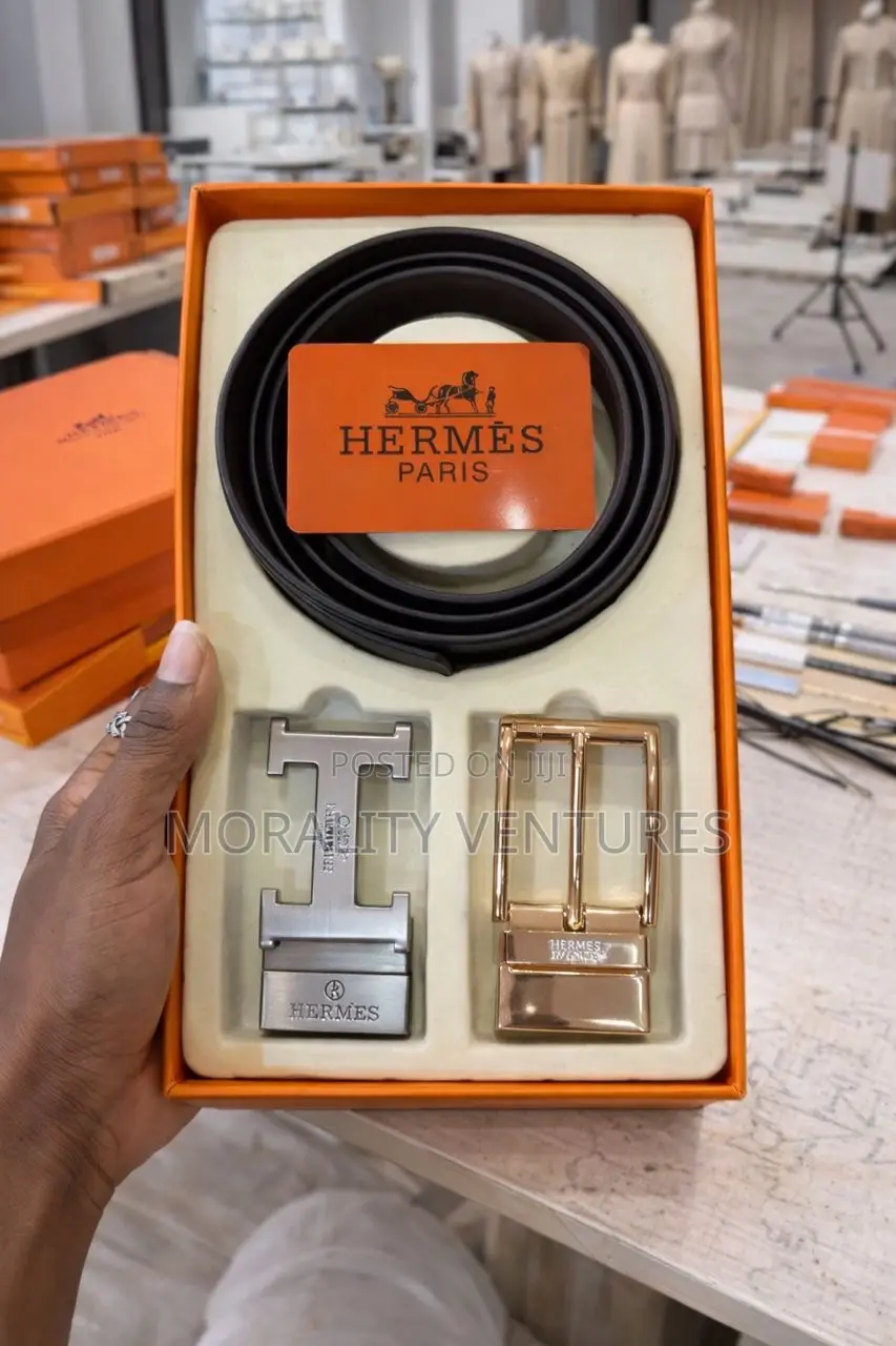 Hermes Leather Belt With Multiple Buckles