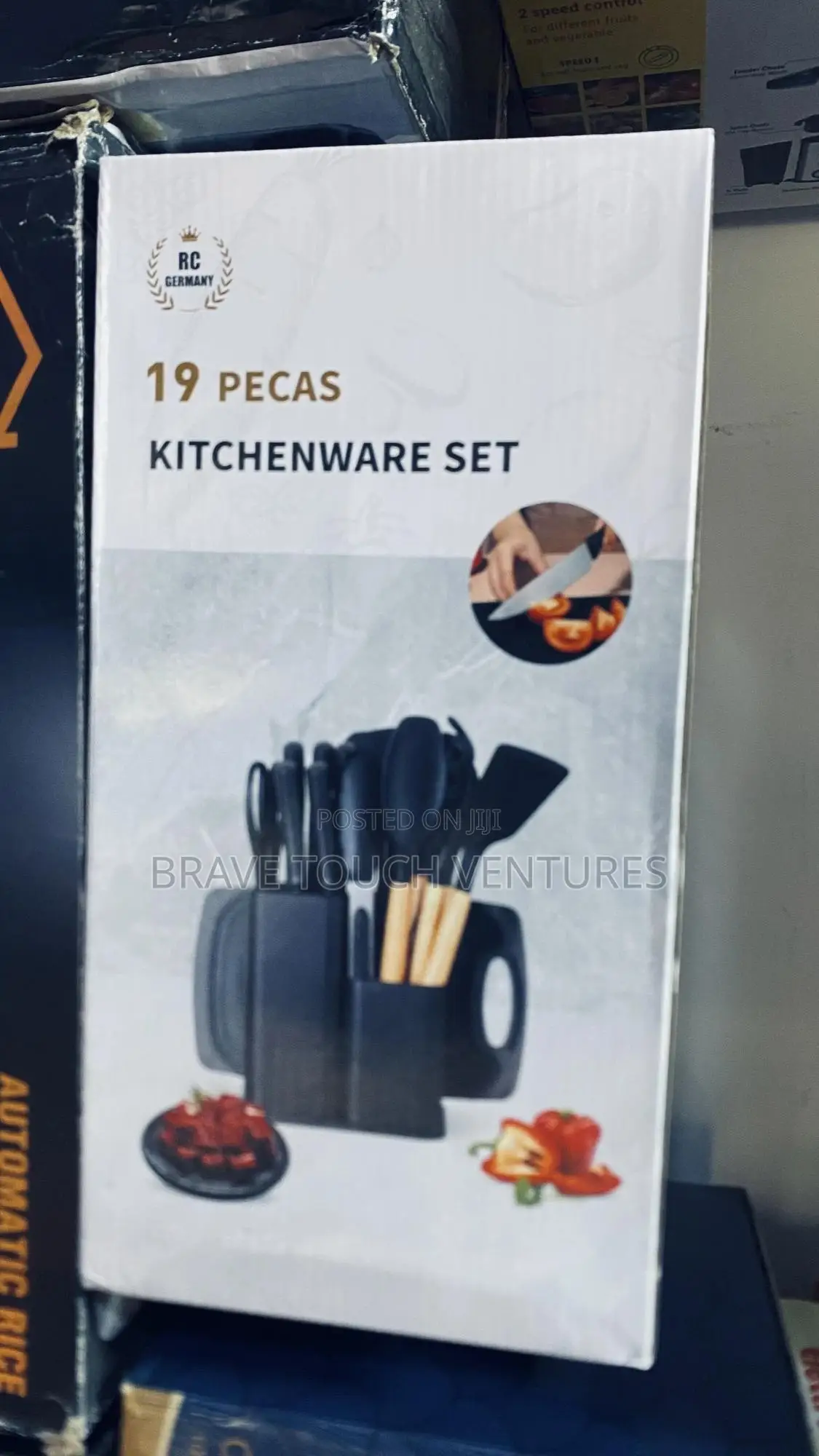 19 Pieces Silicon Kitchenware With Chopping Board Set Medium Size