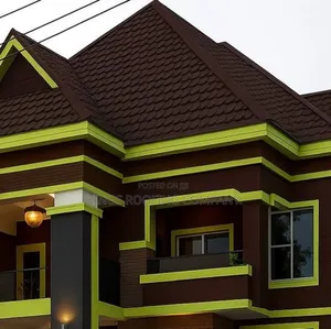 Lemon Green and Brown House Roofed With Brown Euro Roofing Tiles