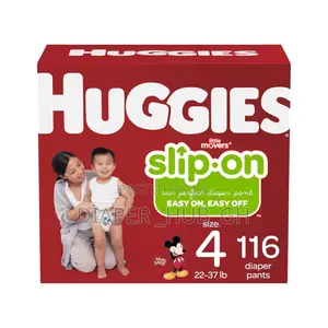 Huggies Little Movers Slip-on Diaper Pants, Size 4, 116 Count.