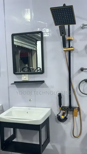 Black Gold Shower Set Mini Cabinet Basin With Tap Set