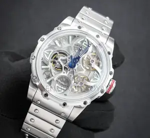 Hanboro Automatic Watch With A Stainless Steel Band And Skeleton Dial