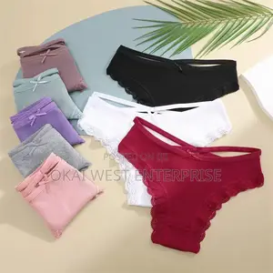 Charming Cotton Lace-Trimmed Low Waist Bikini: Effortless Elegance