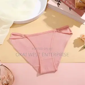 Elegant Ribbed Cotton Mid-waist Bikini Underwear For Women