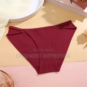 Elegant Ribbed Cotton Mid-waist Bikini Underwear For Women