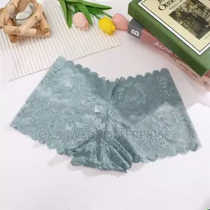 Elegant Mesh Lace Women's Mid-waist Briefs - Stylish Breathable Com